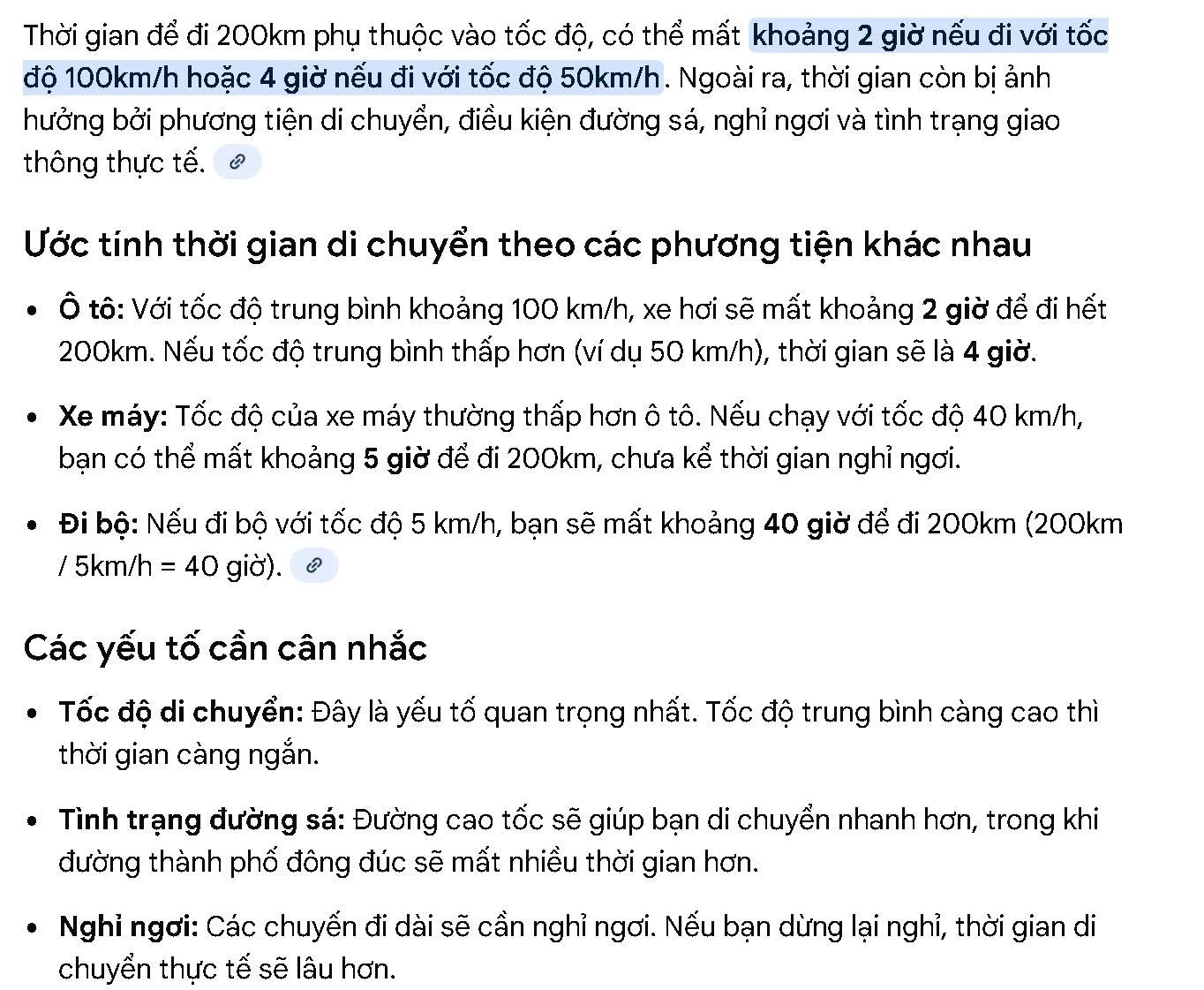 200km đi bao nhiêu tiếng? Cách tính chính xác