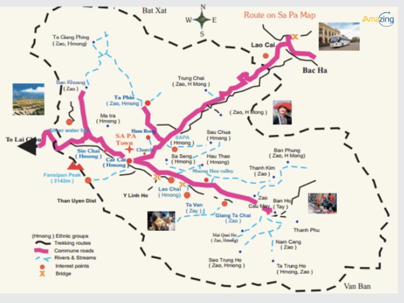Bản đồ thị trấn Sapa và các điểm du lịch