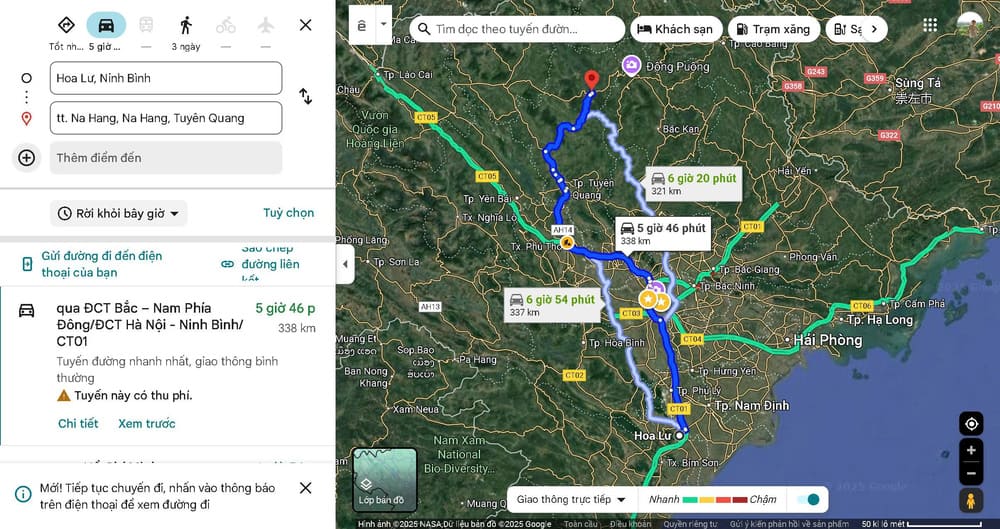 Tuyên Quang cách Ninh Bình bao nhiêu km?