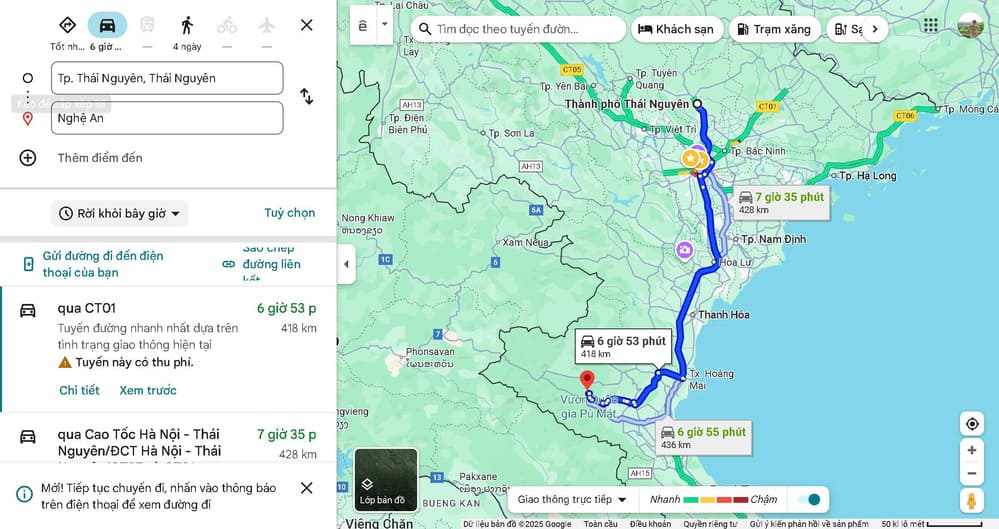 Thái Nguyên Cách Nghệ An Bao Nhiêu Km?