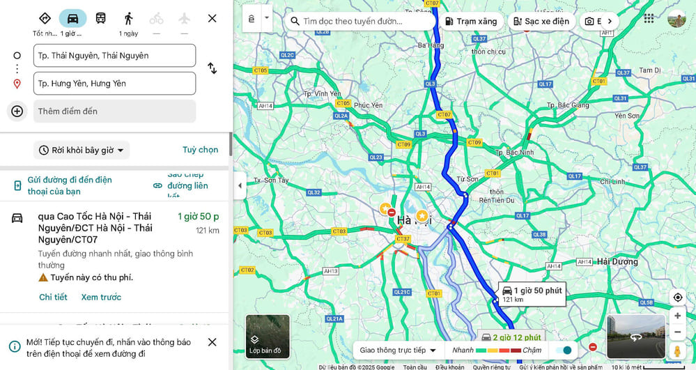 Thái Nguyên Cách Hưng Yên Bao Nhiêu Km?