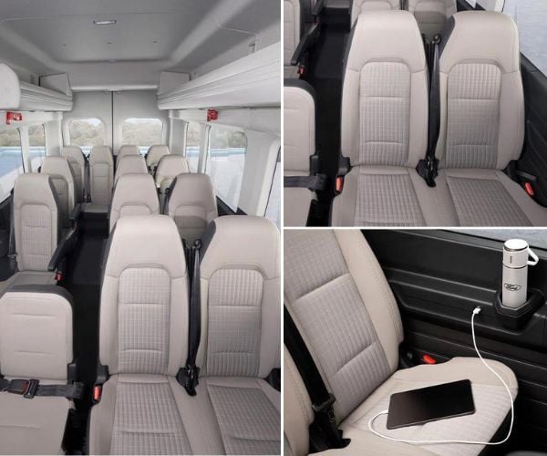 Nội thất xe Transit Premium+ 18 chỗ