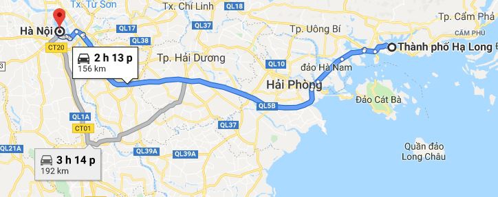 Quãng đường từ Hà Nội đến Hạ Long dài khoảng 160-170km
