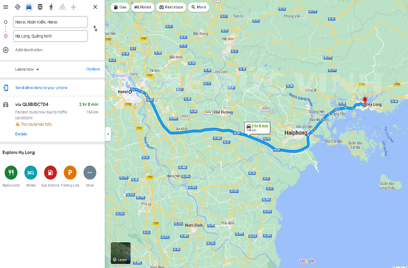 Thời gian di chuyển từ Hà Nội đến Hạ Long dao động 2-4 giờ. Ảnh Xeducvinh.vn