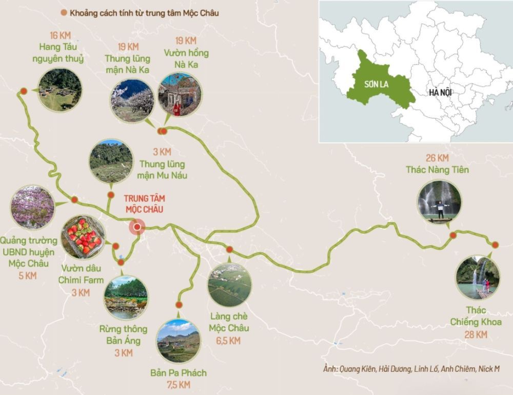 Bản đồ du lịch Mộc Châu và các điểm du lịch hấp dẫn