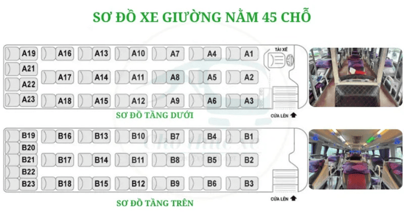 Sơ đồ xe giường nằm 45 chỗ